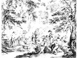 John the Baptist preaching in the wilderness (Engraving based on a picture by Salvator Rosa)